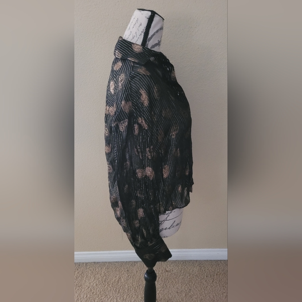 Zara Black and Gold Sheer Blouse - Picture 4 of 5